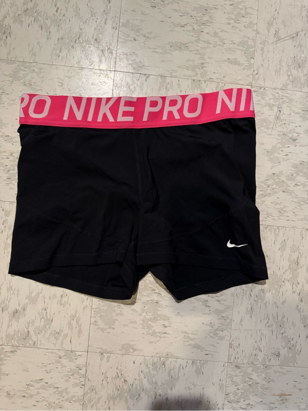 Nike Black Bike Shorts with Pink Nike Pro Waistband